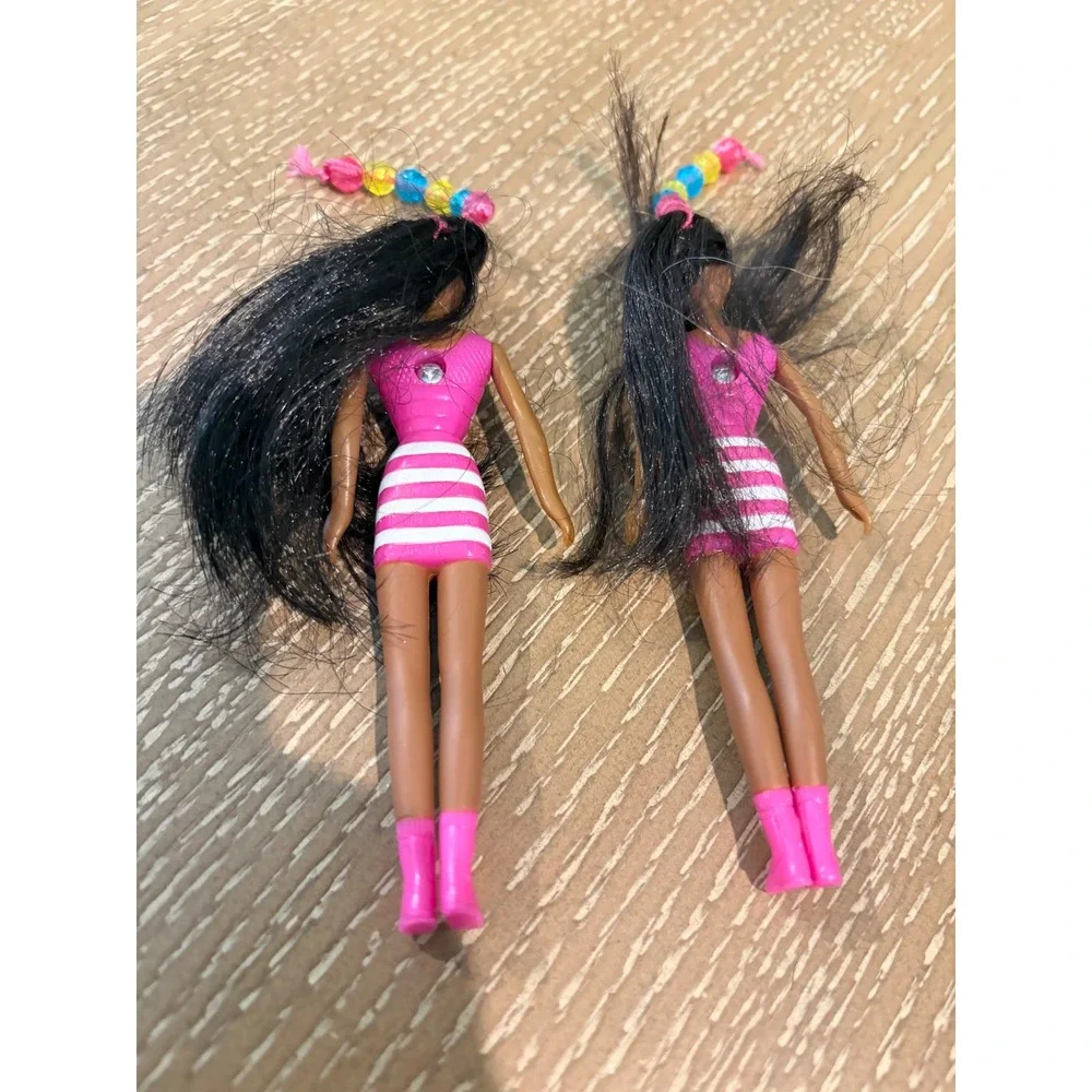 Lot of 2 Vintage McDonalds 1998 Barbie Bead Blast Christie Doll Happy Meal Toy
